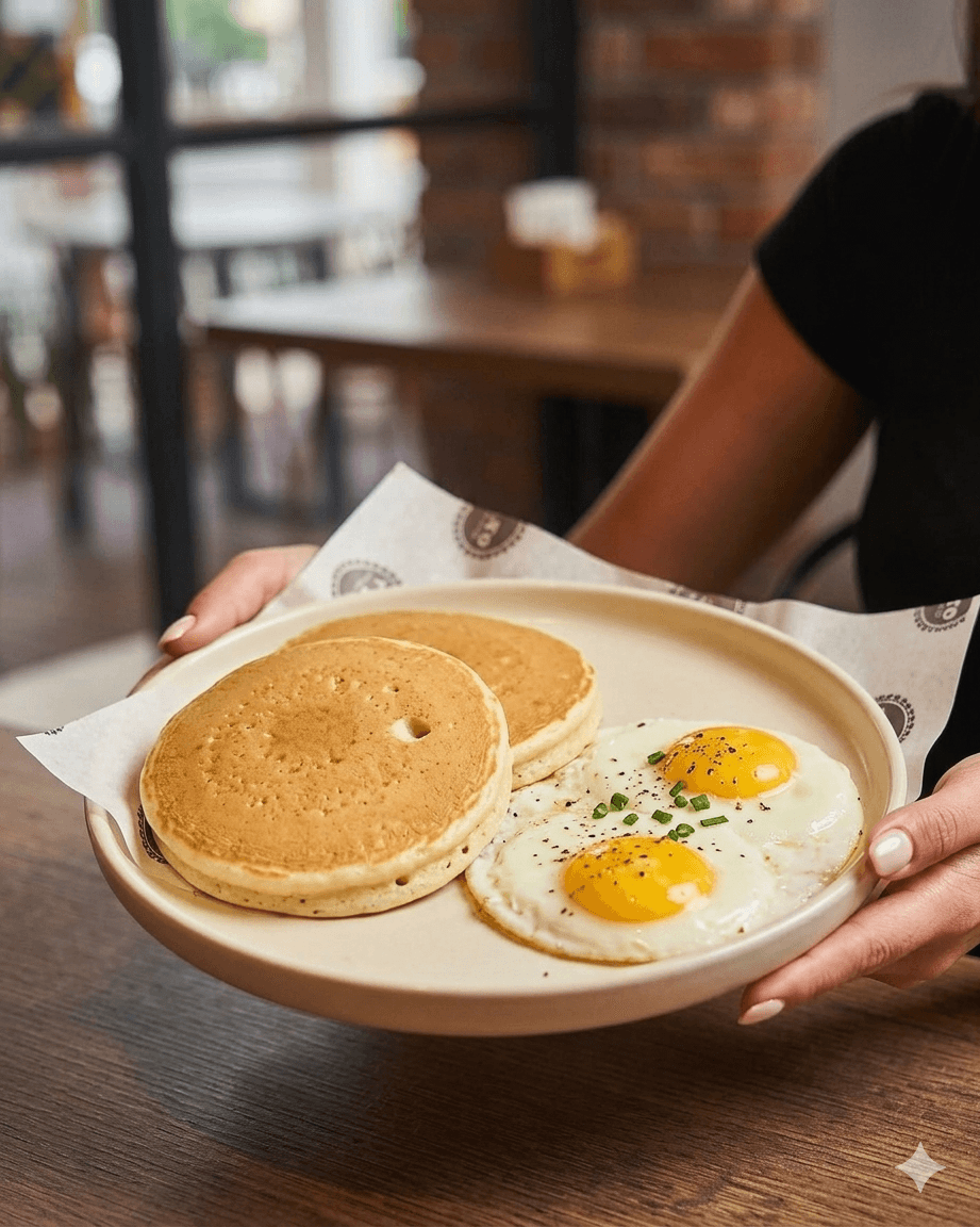 Pancake con huevos al gusto